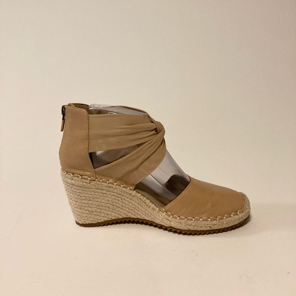 Eileen Fisher Cream Leather Ankle Fabric Strap Espadrille Wedges size 6 - Picture 5 of 16